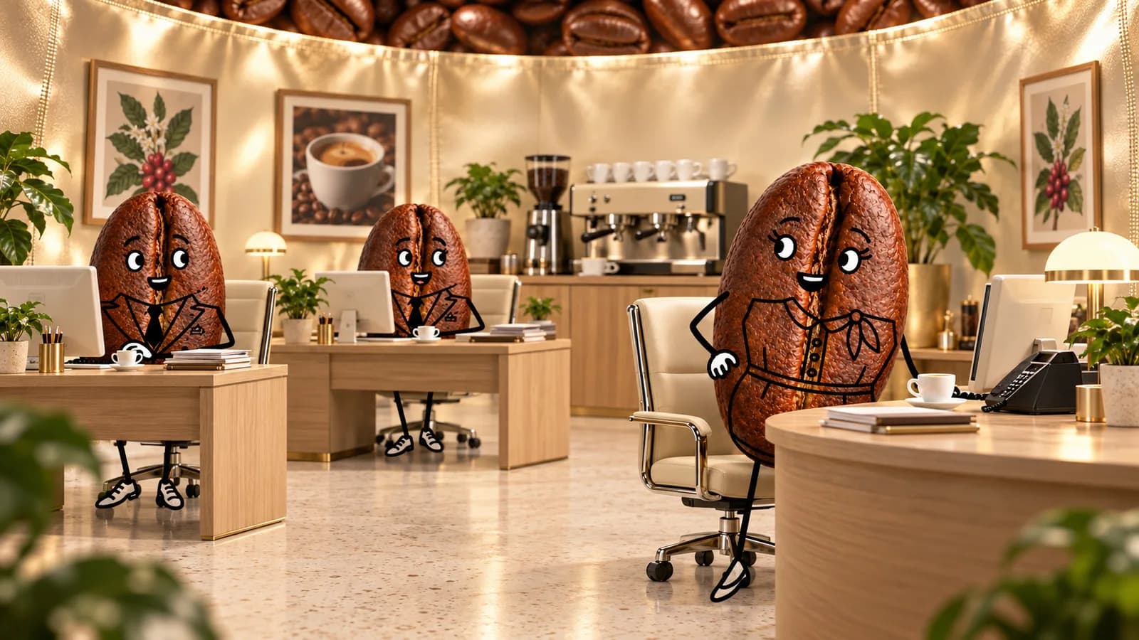 Офис включается в работу. Espresso · рабочая зона
